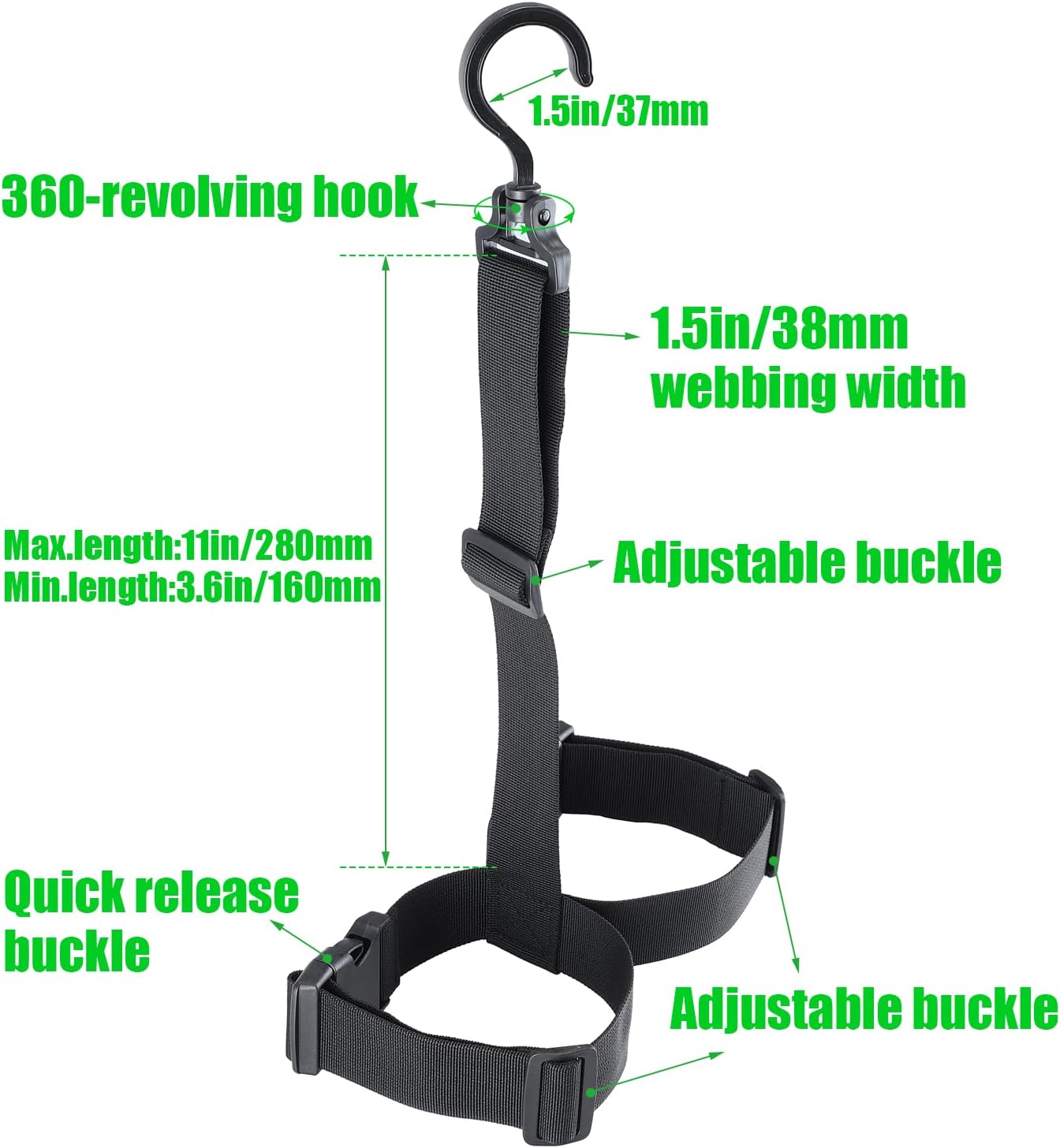 3 Pieces Fishing Wader Boot Hanger Fishing Boot Rack Men with Adjustable Belt and Swivel Dryer Hanger for Storage Drying - Image 3