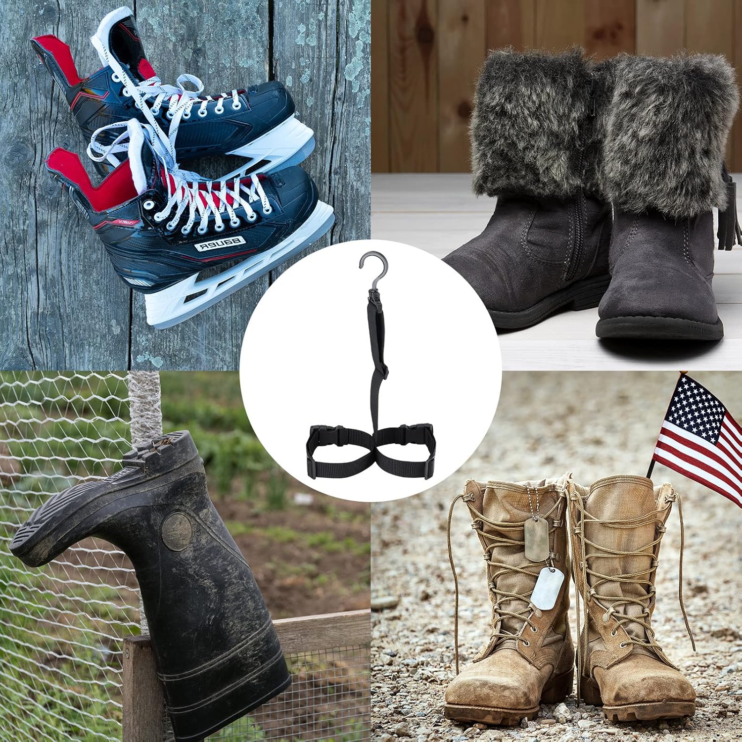 3 Pieces Fishing Wader Boot Hanger Fishing Boot Rack Men with Adjustable Belt and Swivel Dryer Hanger for Storage Drying - Image 5