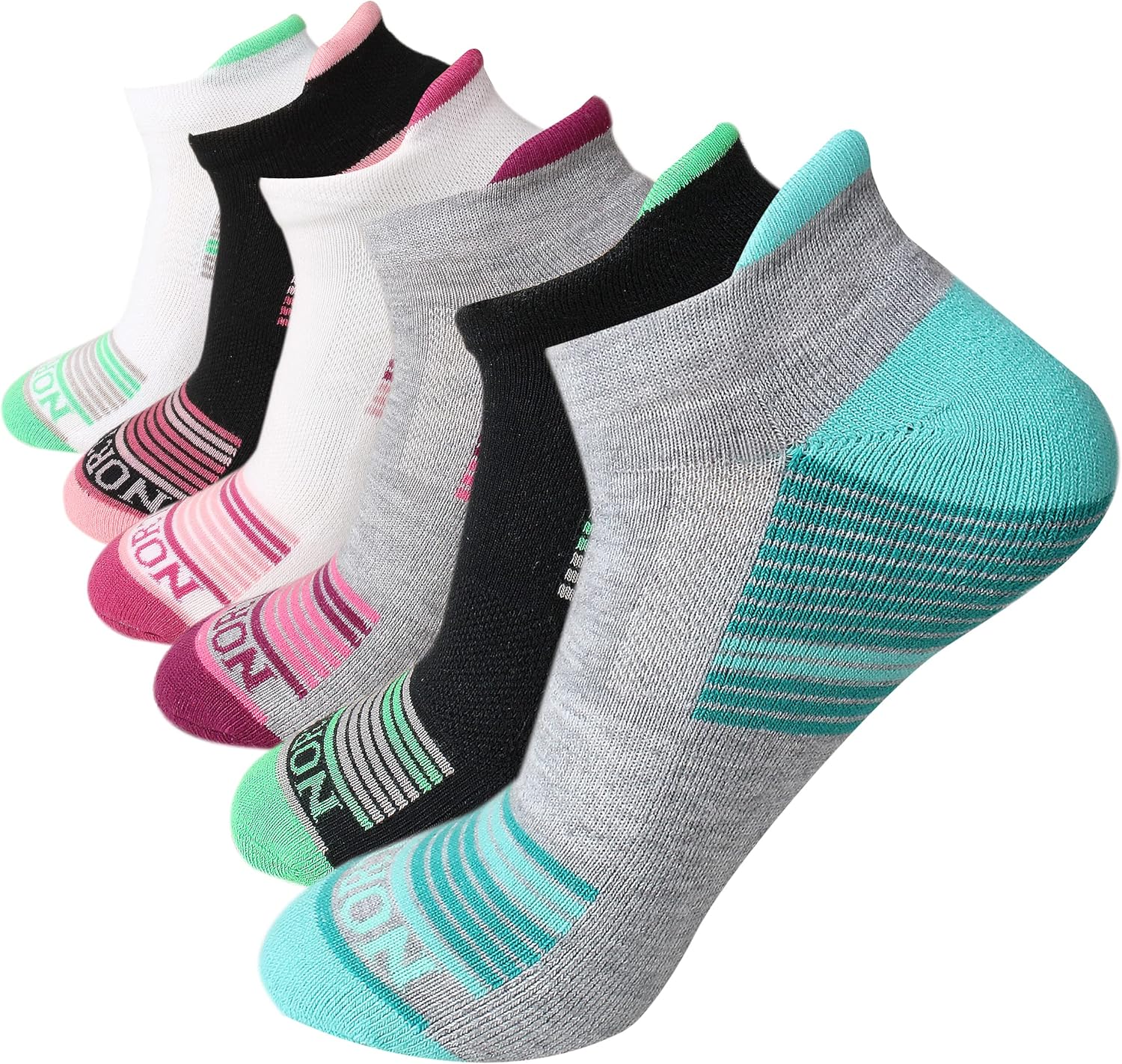 Compression Ankle Socks for Men & Women, Pack of 6, Athletic Cushioned Socks, Hiking, Running & Daily Wear, Size 7-10.